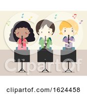 Poster, Art Print Of Kids Clarinet Music Class Illustration