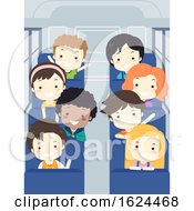 Poster, Art Print Of Kids Student School Bus Interior Illustration
