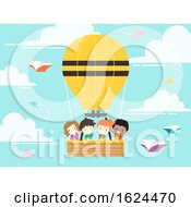 Kids Student School Hot Air Balloon Illustration