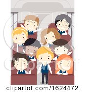 Kids Student Uniform School Bus Illustration