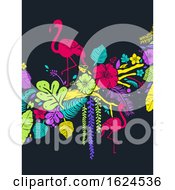 Poster, Art Print Of Stencil Flamingo Tropical Background Illustration