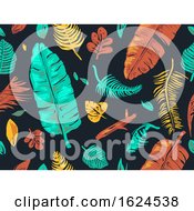 Poster, Art Print Of Tropical Leaves Seamless Background Illustration