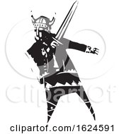 Poster, Art Print Of Woodcut Viking With A Sword