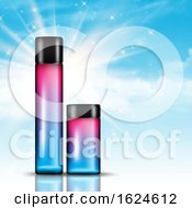 Cosmetic Bottles On A Blue Sky Background by KJ Pargeter