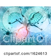 Poster, Art Print Of 3d Medical Background With Virus Cells And Dna Strands