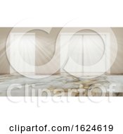 Poster, Art Print Of 3d Marble Table Against A Defocussed Room Interior