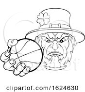 Poster, Art Print Of Leprechaun Holding Basketball Ball Sports Mascot