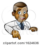 Pointing Cartoon Scientist Character Sign