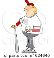 Cartoon White Male Baseball Player With A Ball And Bat by djart