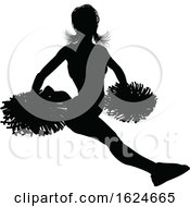 Cheerleader With Pom Poms Silhouette by AtStockIllustration