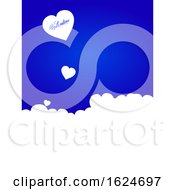 Poster, Art Print Of Valentine Blue Background With White Hearts And Text