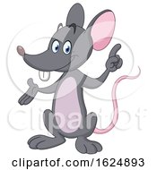 Poster, Art Print Of Cartoon Gray Mouse Presenting And Pointing