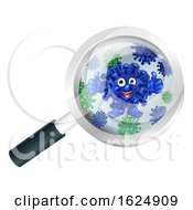 Poster, Art Print Of Bacteria Cartoon Mascot Under Magnifying Glass