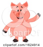 Poster, Art Print Of Happy Pig Waving