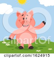 Poster, Art Print Of Happy Piggy Waving