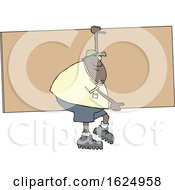 Poster, Art Print Of Cartoon Black Male Worker Carrying A Giant Board