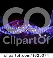Poster, Art Print Of 3d Medical Background With Dna Strand On Flowing Lines Design