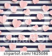 Poster, Art Print Of Pink Hearts On A Striped Background