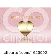 Poster, Art Print Of Valentines Day Background With Gold Heart And Confetti