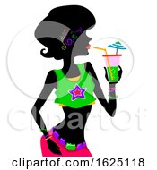 Girl Glow In The Dark Party Drink Illustration