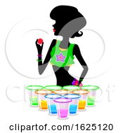 Poster, Art Print Of Girl Glowing In The Dark Beer Pong Illustration