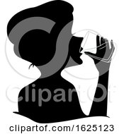 Girl Silhouette Drink Water Glass Illustration