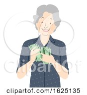 Poster, Art Print Of Senior Woman Money Illustration