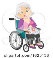 Poster, Art Print Of Senior Woman Service Cat Wheelchair Illustration
