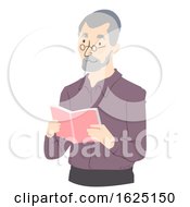 Poster, Art Print Of Senior Man Read Book Illustration