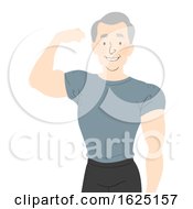 Poster, Art Print Of Senior Man Fit Flex Right Arm Illustration