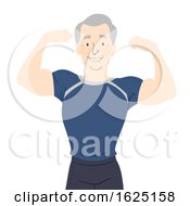 Poster, Art Print Of Senior Man Fit Flex Muscles Illustration