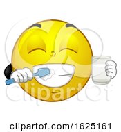 Smiley Mascot Brush Teeth Illustration