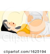 Poster, Art Print Of Girl Pregnant Reiki Massage Illustration