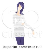 Girl Melange Sweater Cloth Illustration