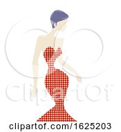 Girl Houndsooth Pattern Dress Illustration