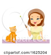 Girl Train Cat Illustration
