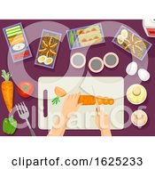 Poster, Art Print Of Hands Prepare Healthy Week Meals Illustration
