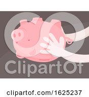 Poster, Art Print Of Hands Piggy Bank Upside Down Empty Illustration