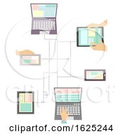 Poster, Art Print Of Hands Mobile Laptop Media Connection Illustration