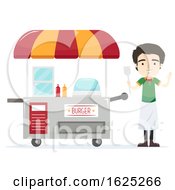 Man Burger Cart Vendor Illustration