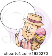 Poster, Art Print Of Man Ice Cream Speech Bubble Illustration