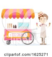 Man Ice Cream Vendor Illustration