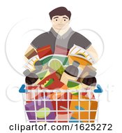 Poster, Art Print Of Man Junk Food Grocery Illustration