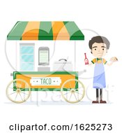 Man Taco Cart Vendor Illustration