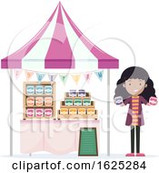 Girl Fruit Jam Vendor Illustration