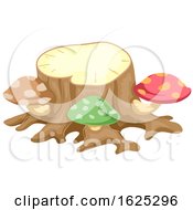 Poster, Art Print Of Fairy Garden Tree Stump With Mushrooms