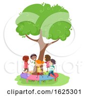 Stickman Kids Playground Tree Bridge Illustration