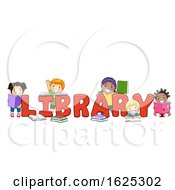Kids Library Lettering Illustration