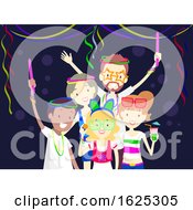 Poster, Art Print Of Friends Glow In The Dark Party Illustration