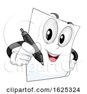Mascot Paper Pen Sign Illustration